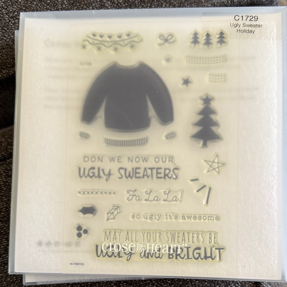 Ugly Sweater Holiday Clear Stamp Set - Seasonal Sentiments